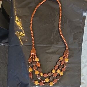 Elegant Multi-Tone Beaded Necklace New 30 Inches